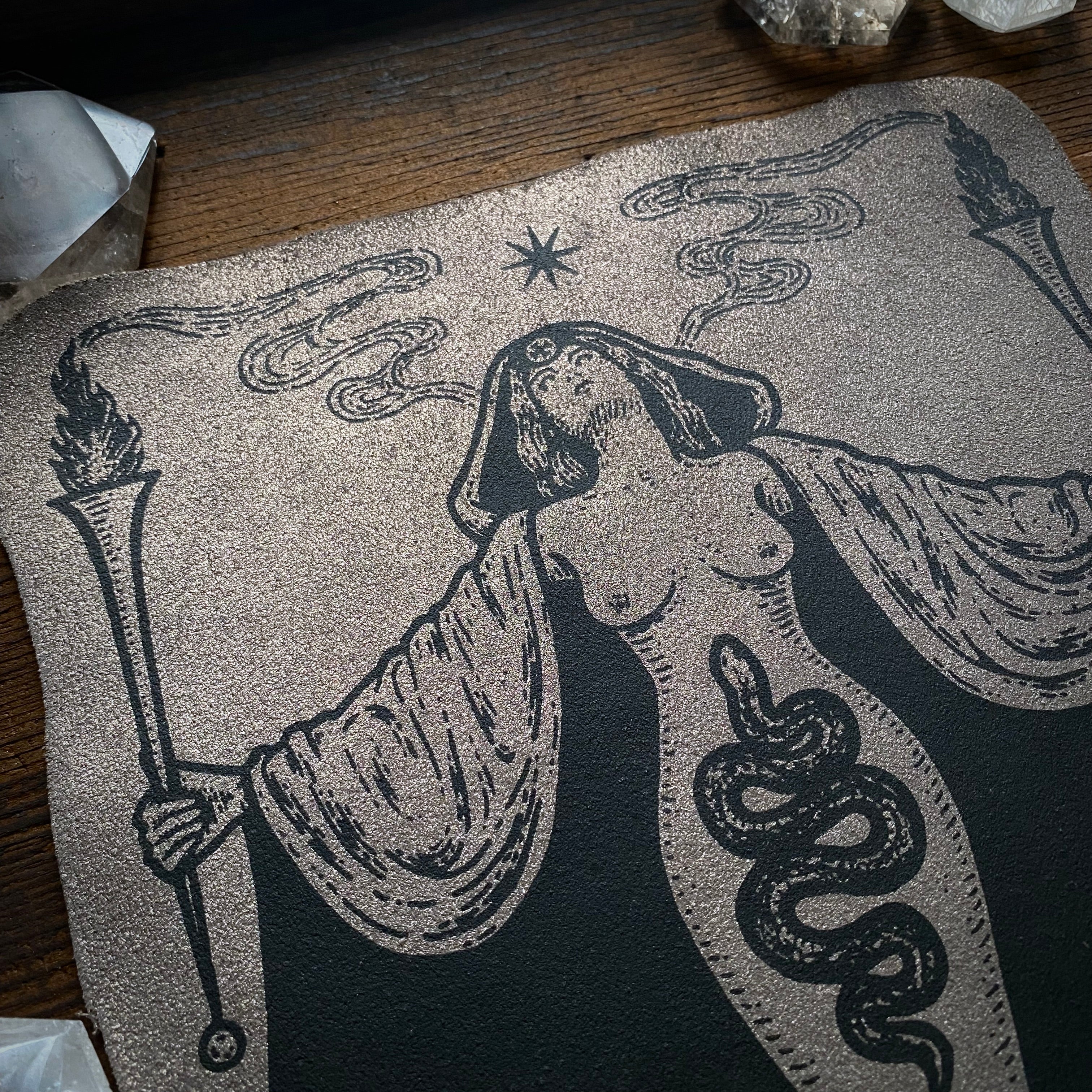 Hecate's Garden leather patch and altar cloth