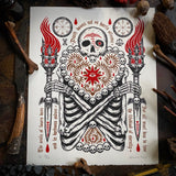 Death Dawns Not on Hearts Aflame screen print, third printing Artist Proof, limited edition