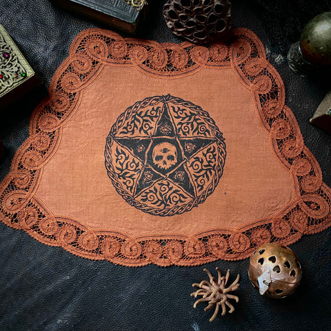 2nd. The Woven Pentagram altar cloth in Rust, one-of-a-kind