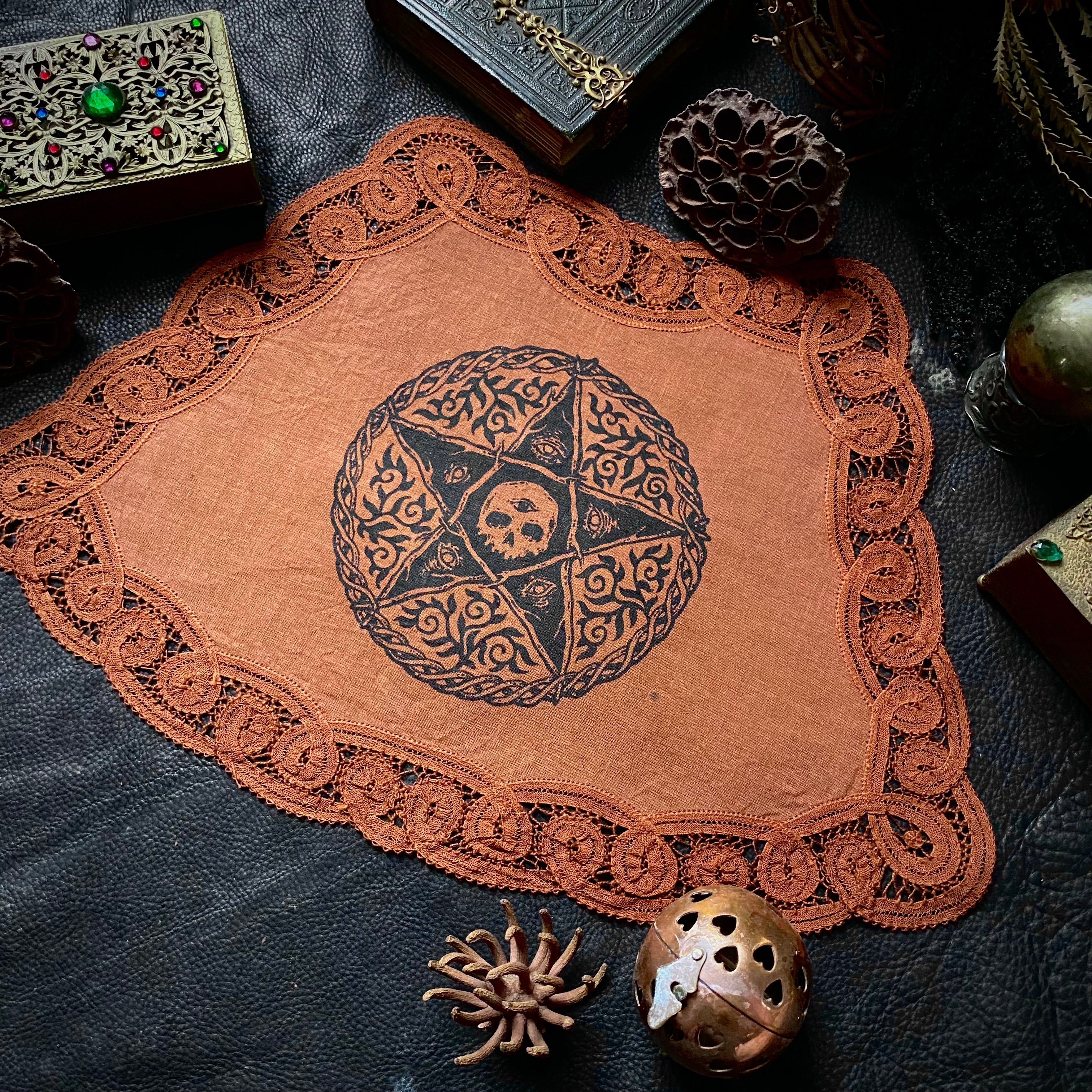 2nd. The Woven Pentagram altar cloth in Rust, one-of-a-kind