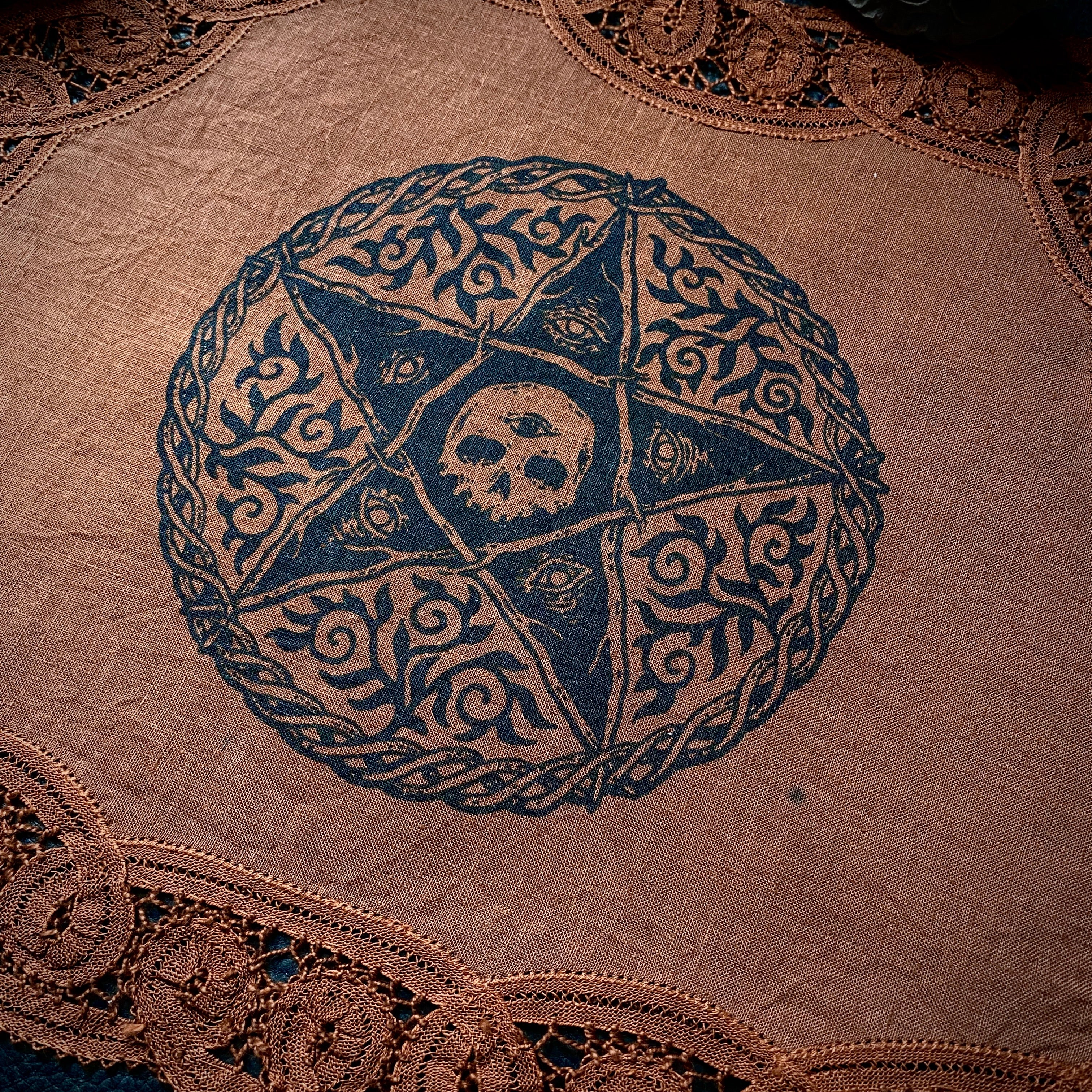 2nd. The Woven Pentagram altar cloth in Rust, one-of-a-kind