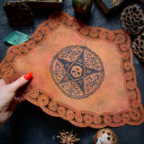 The Woven Pentagram altar cloth in Autumn Leaves, one-of-a-kind