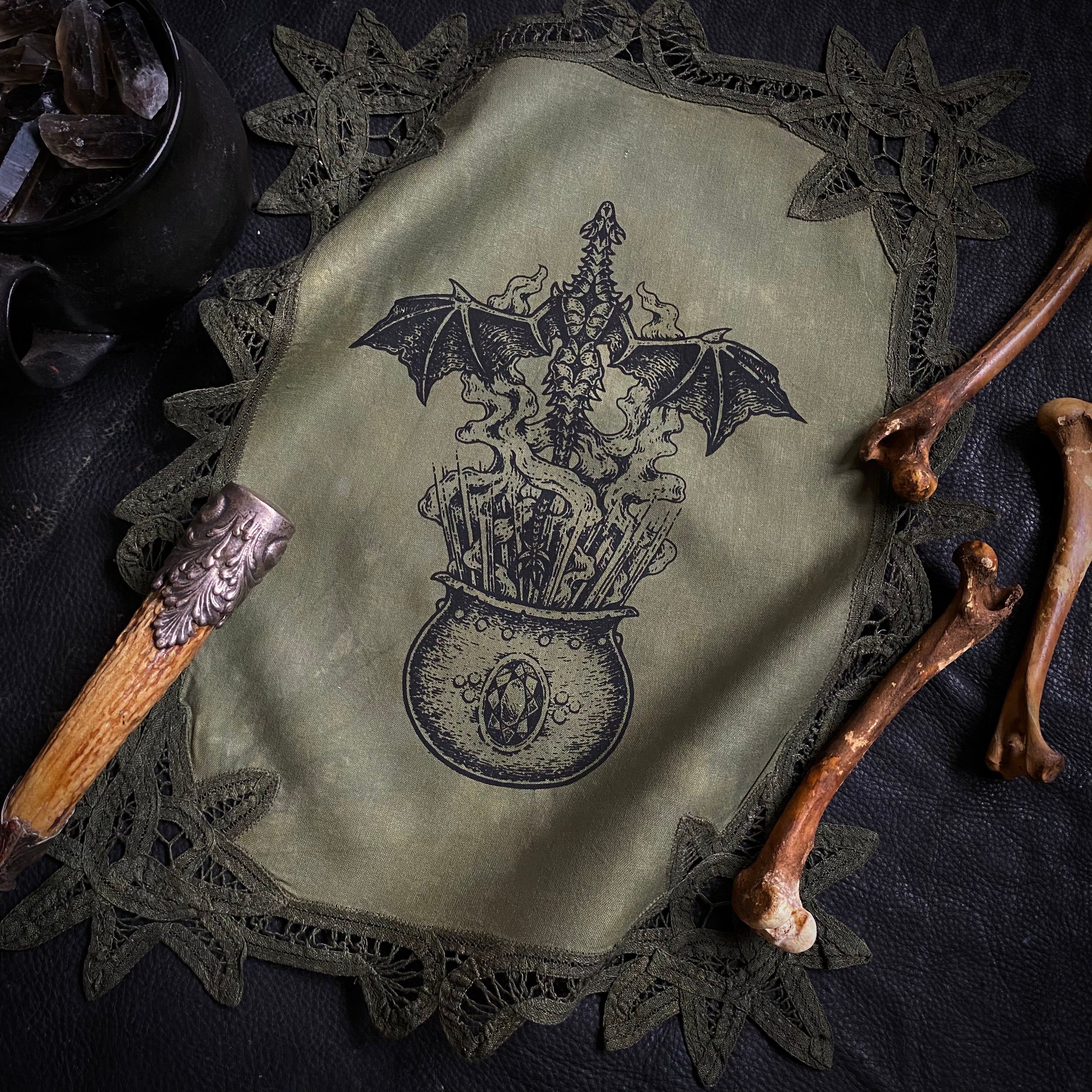 Cauldron Born altar cloth in Frog's Breath, limited edition