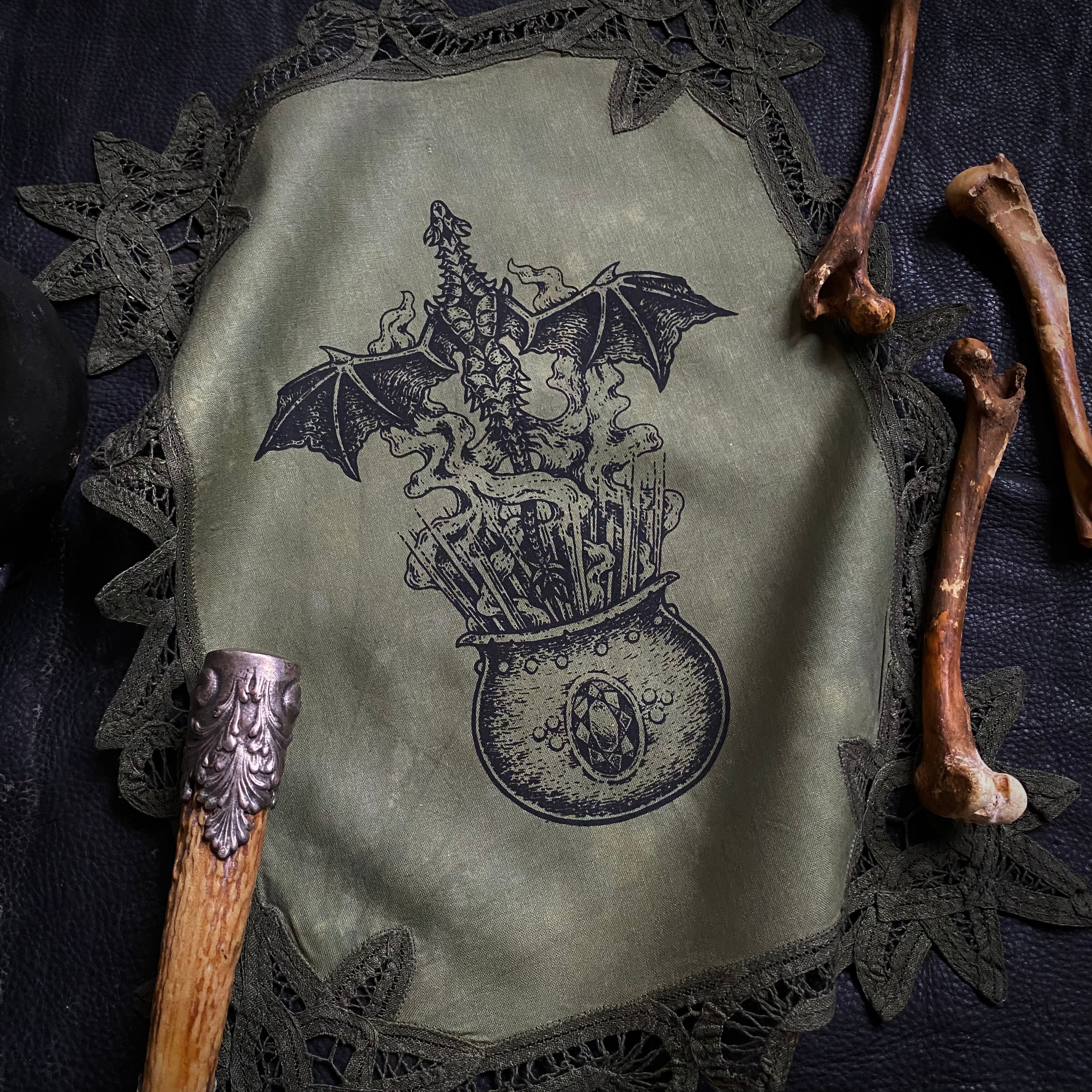 Cauldron Born altar cloth in Frog's Breath, limited edition