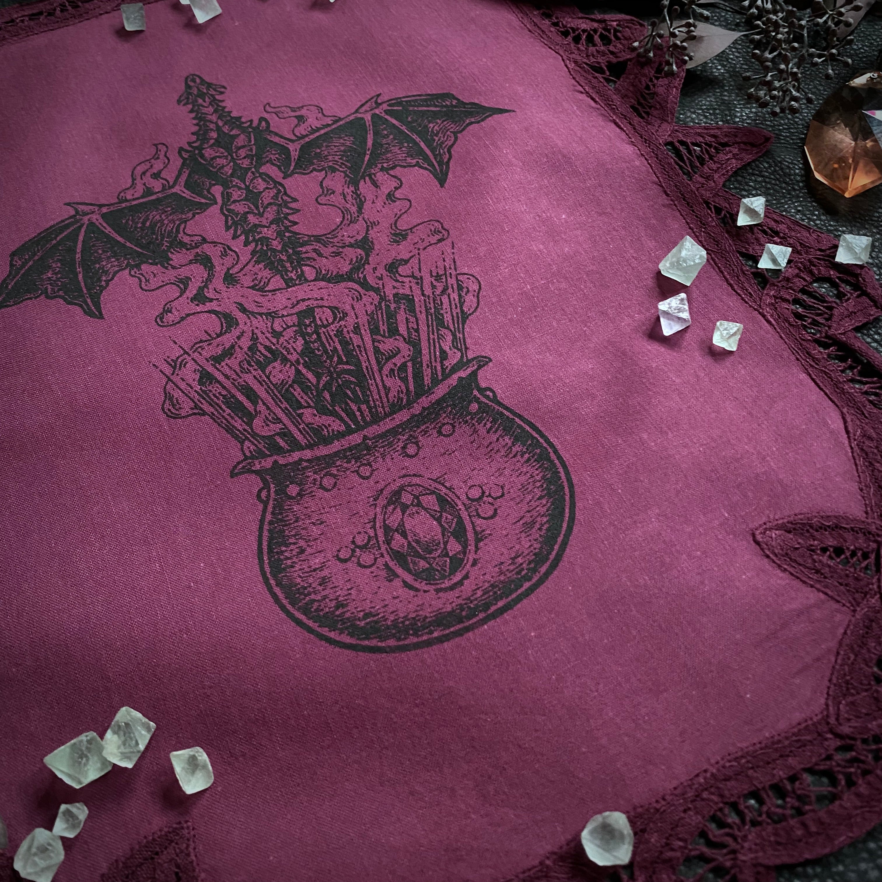 Cauldron Born altar cloth in Mulberry, limited edition