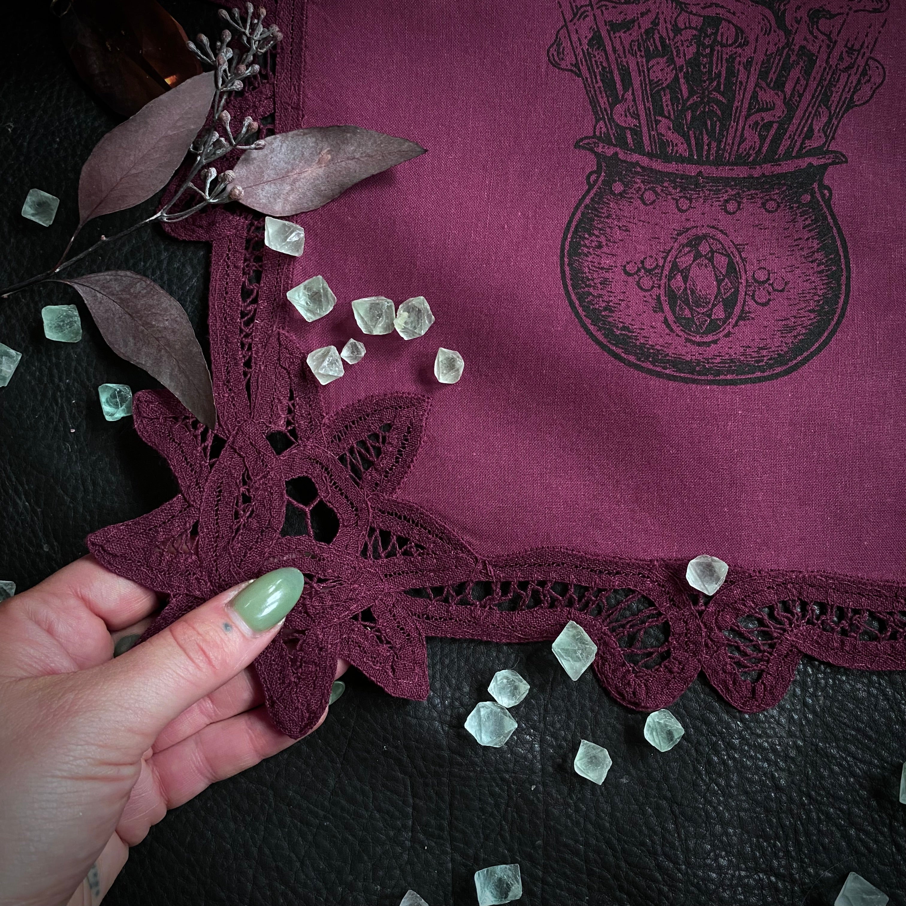 Cauldron Born altar cloth in Mulberry, limited edition