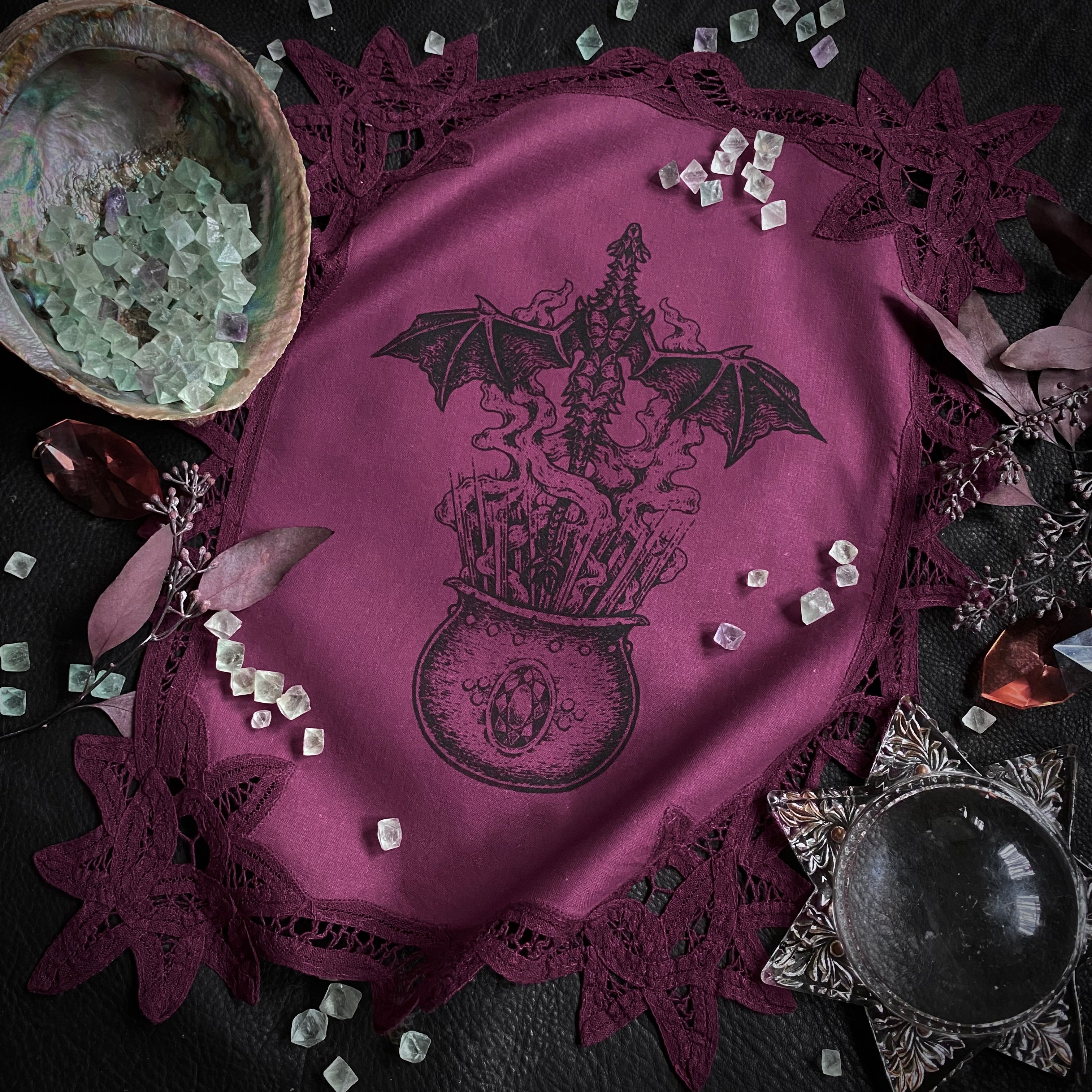 Cauldron Born altar cloth in Mulberry, limited edition