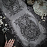 Dragon Empress altar cloth runner in Mist, one-of-a-kind