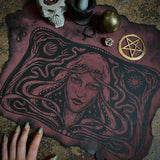 Starspell leather altar cloth in Belladonna, one-of-a-kind