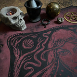 Starspell leather altar cloth in Belladonna, one-of-a-kind