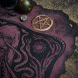 Starspell leather altar cloth in Belladonna, one-of-a-kind