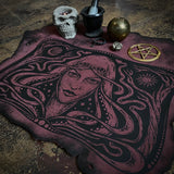 Starspell leather altar cloth in Belladonna, one-of-a-kind