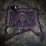 Starspell leather altar cloth in Belladonna, one-of-a-kind