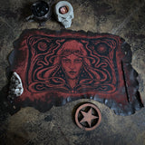 Starspell leather altar cloth in Garnet, one-of-a-kind