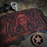 Starspell leather altar cloth in Garnet, one-of-a-kind