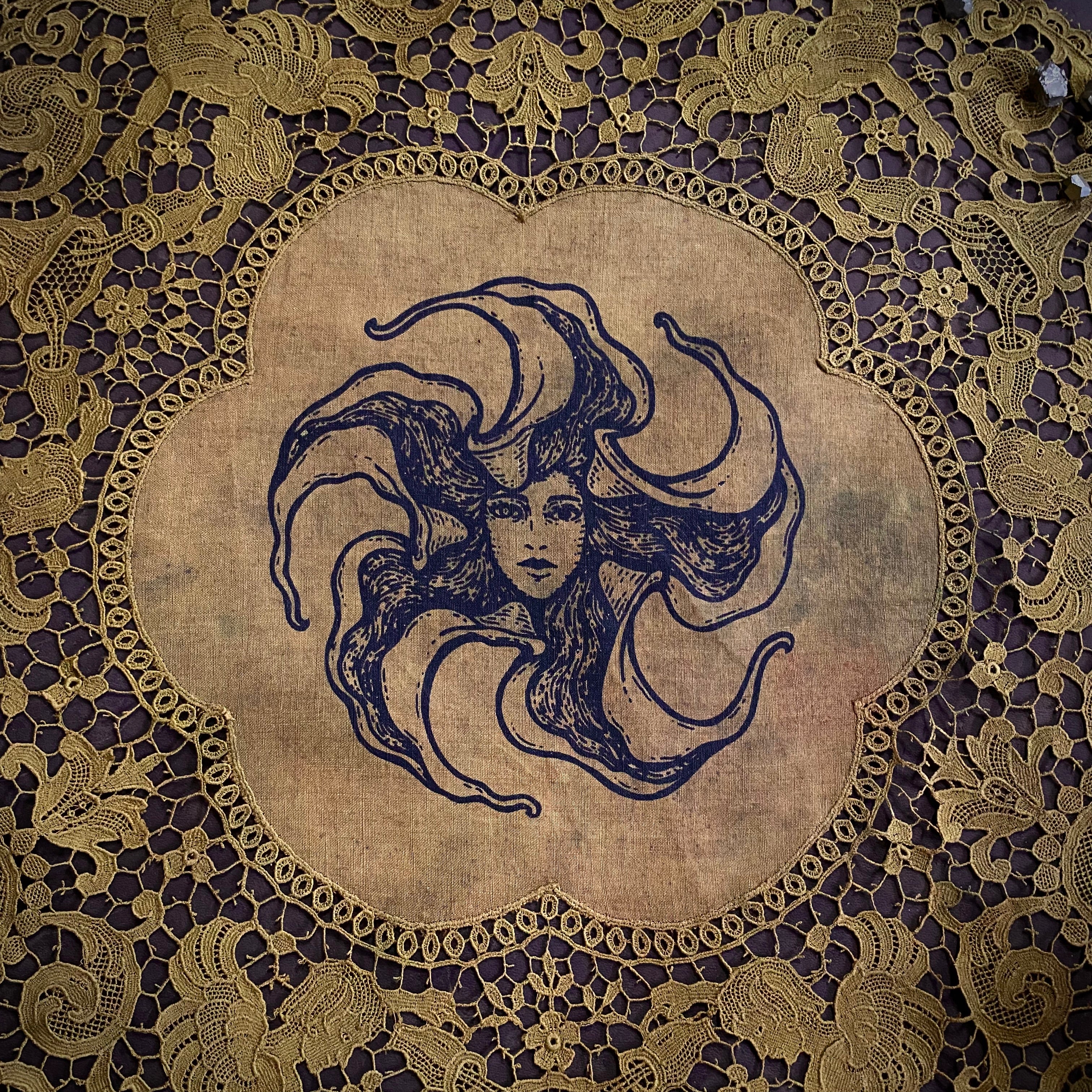 Lady Datura Leo altar cloth in Ochre, one-of-a-kind