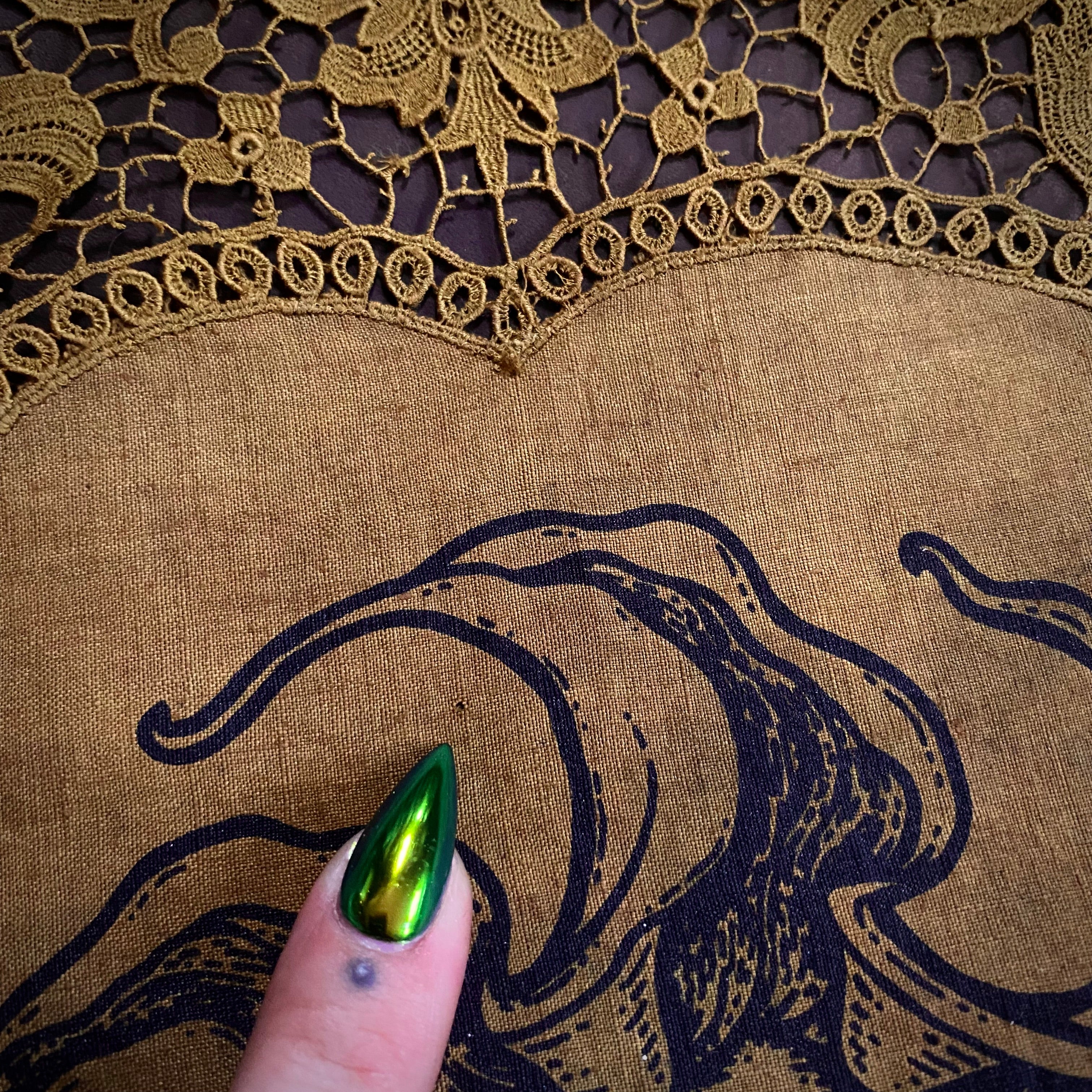 Lady Datura Leo altar cloth in Ochre, one-of-a-kind