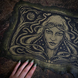 Starspell leather altar cloth in Serpent, one-of-a-kind