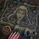 Starspell leather altar cloth in Serpent, one-of-a-kind