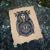 Dragon Empress screen print on handmade paper