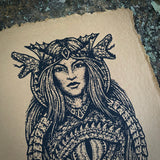 Dragon Empress screen print on handmade paper