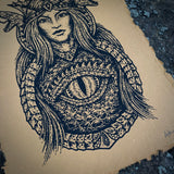 Dragon Empress screen print on handmade paper