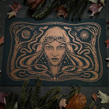 Starspell screen print, copper on black, limited edition
