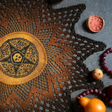 Woven Pentagram star altar cloth in Pumpkin Speckle, one-of-a-kind
