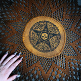 Woven Pentagram star altar cloth in Pumpkin Speckle, one-of-a-kind