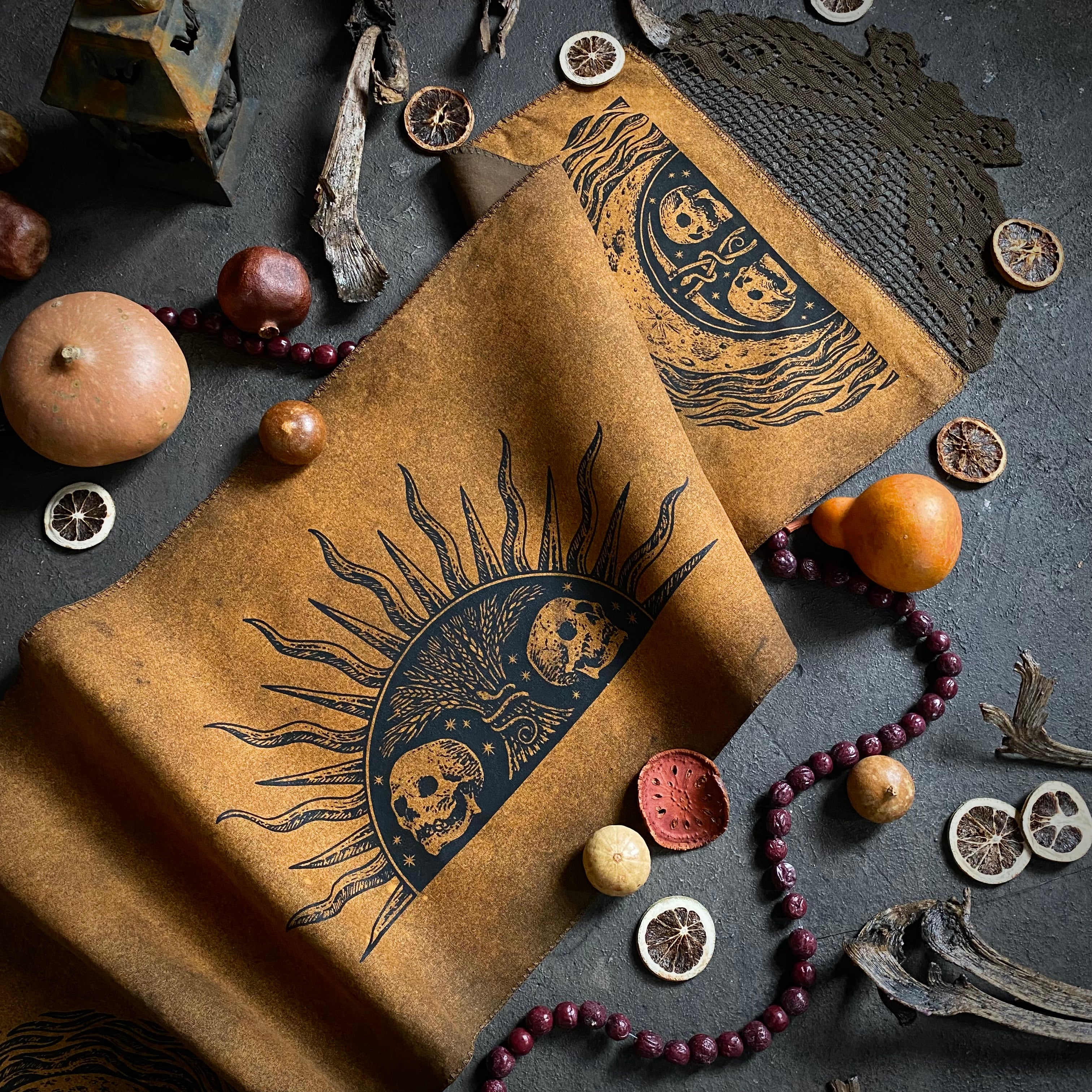 Harvest Luminaries altar cloth runner in Pumpkin Speckle, one-of-a-kind