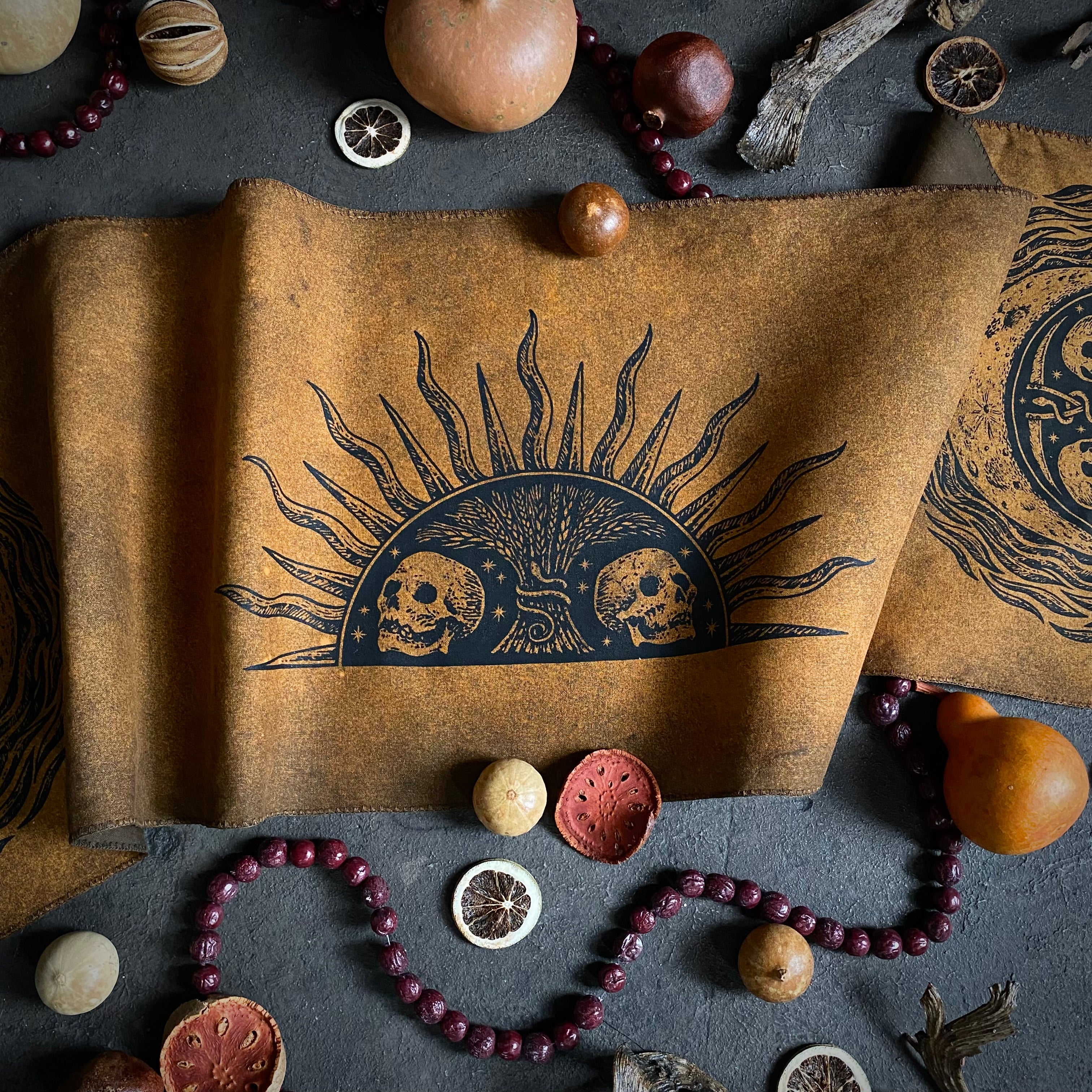 Harvest Luminaries altar cloth runner in Pumpkin Speckle, one-of-a-kind