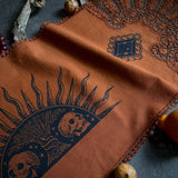 Harvest Sun altar cloth runner in Rust, one-of-a-kind