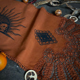 Harvest Sun altar cloth runner in Rust, one-of-a-kind