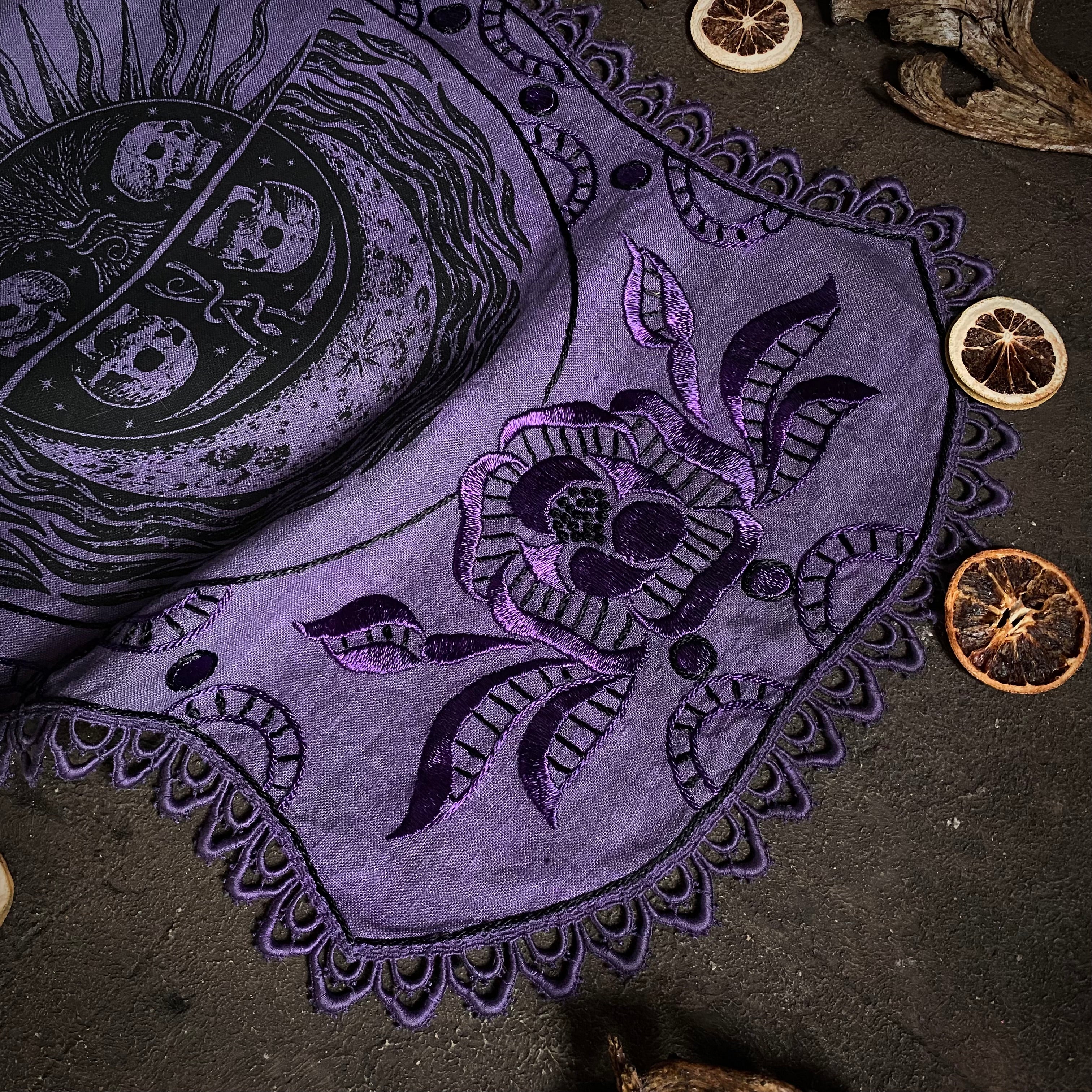 Serpent Hour altar cloth runner in Violet, one-of-a-kind