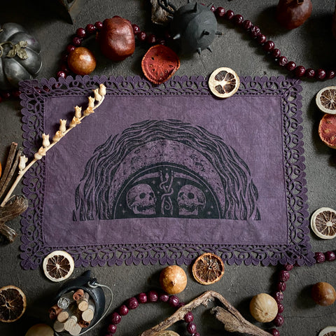 Harvest Moon altar cloth in Deep Purple, one-of-a-kind