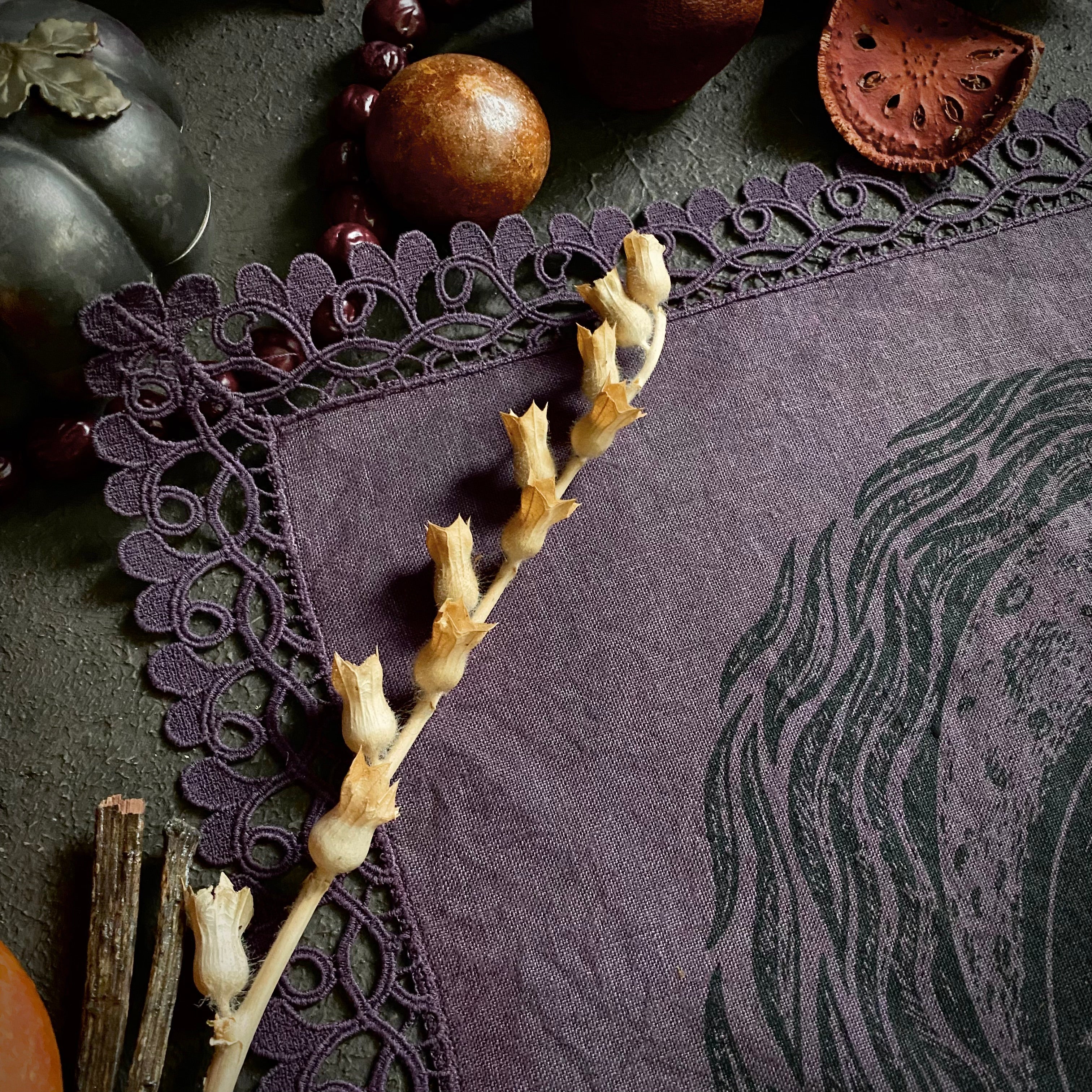 Harvest Moon altar cloth in Deep Purple, one-of-a-kind