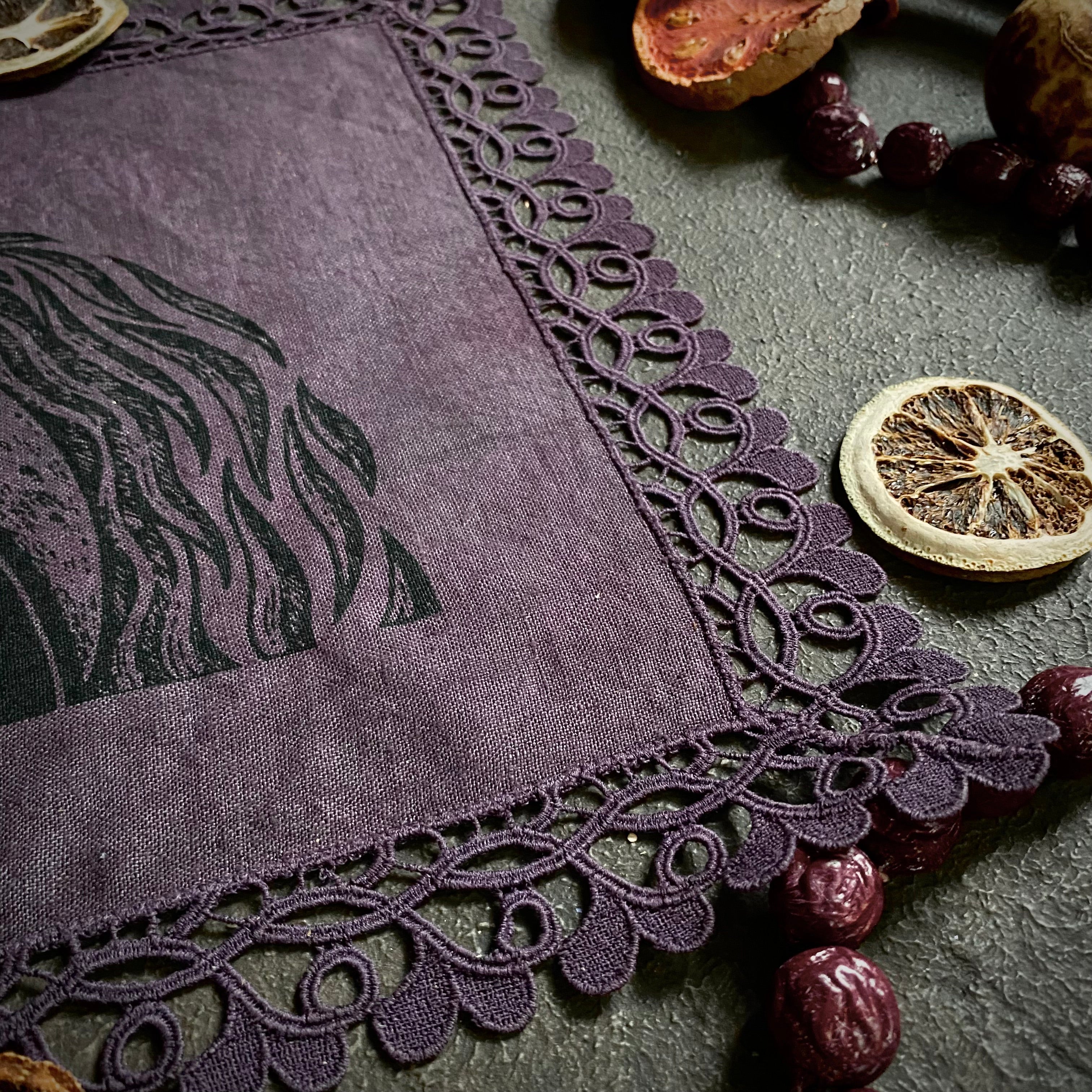Harvest Moon altar cloth in Deep Purple, one-of-a-kind