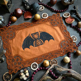 Tempus Fugit altar cloth in Rust, one-of-a-kind