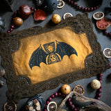 Tempus Fugit altar cloth in Pumpkin Speckle, one-of-a-kind