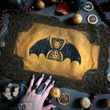 Tempus Fugit altar cloth in Pumpkin Speckle, one-of-a-kind