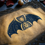 Tempus Fugit altar cloth in Pumpkin Speckle, one-of-a-kind