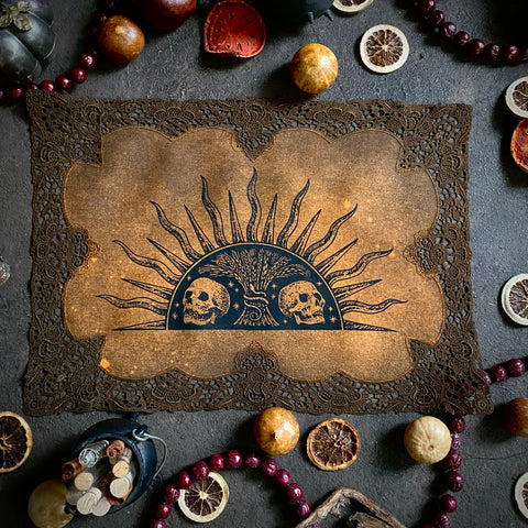 Harvest Sun altar cloth in Pumpkin Speckle, one-of-a-kind