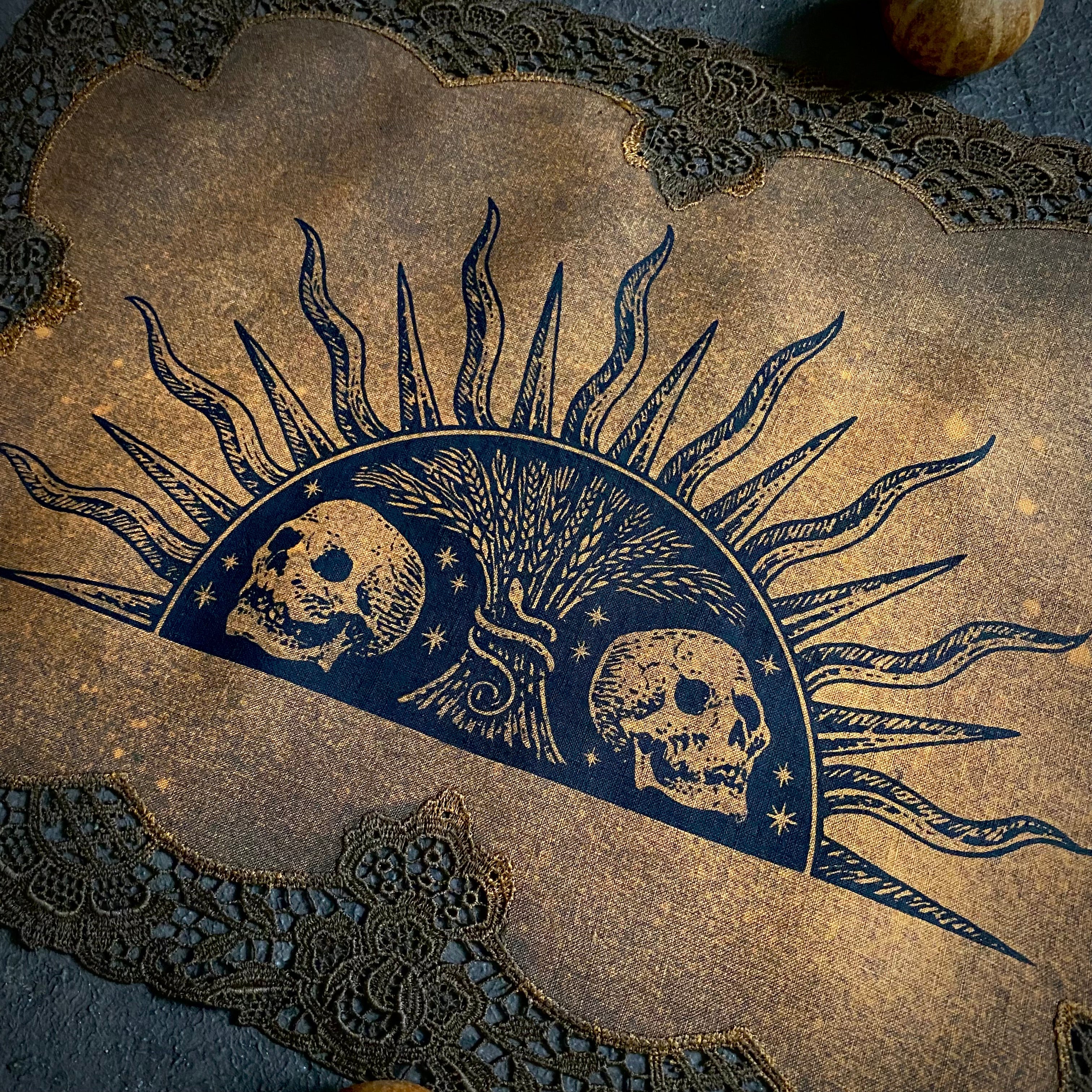 Harvest Sun altar cloth in Pumpkin Speckle, one-of-a-kind
