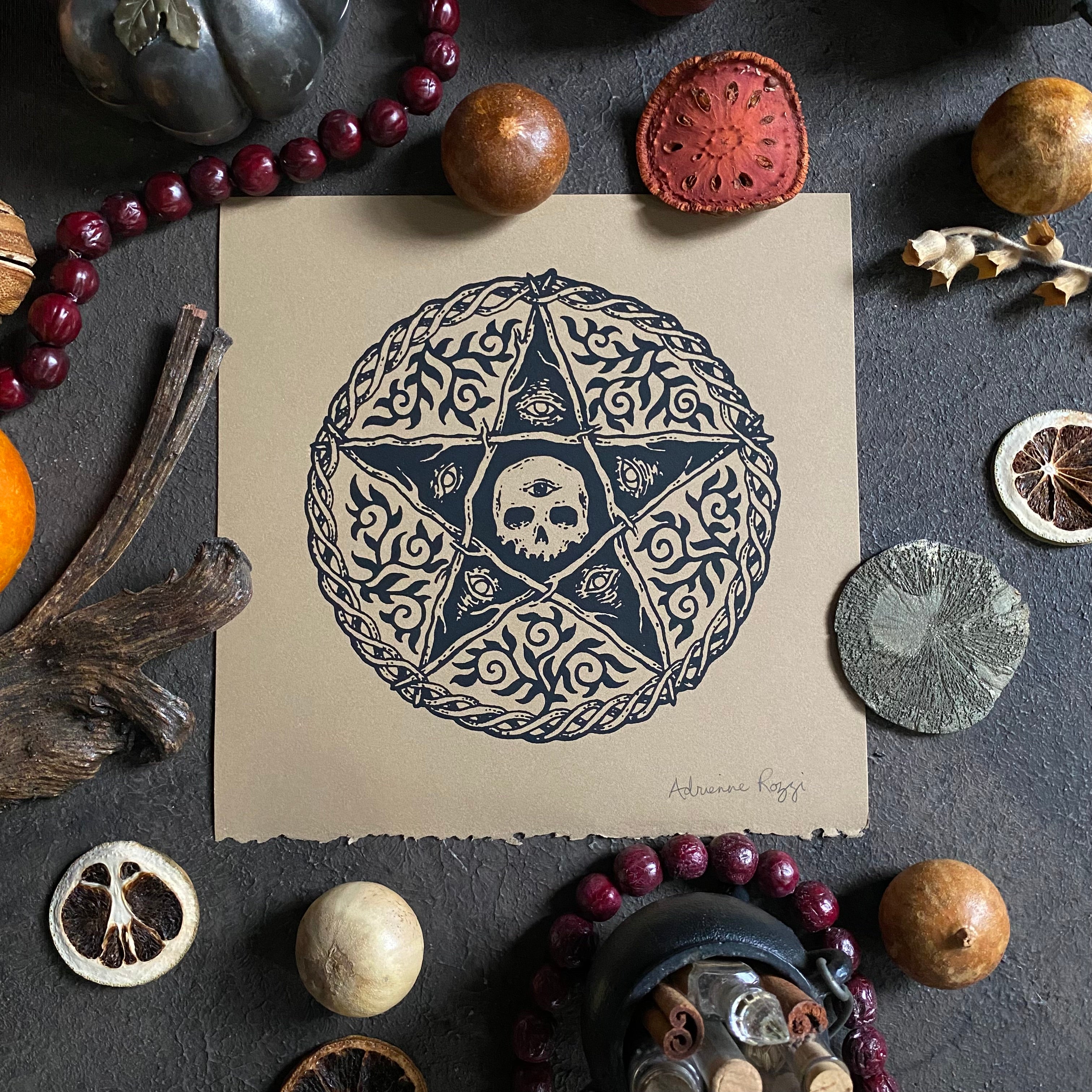 Woven Pentagram screen print