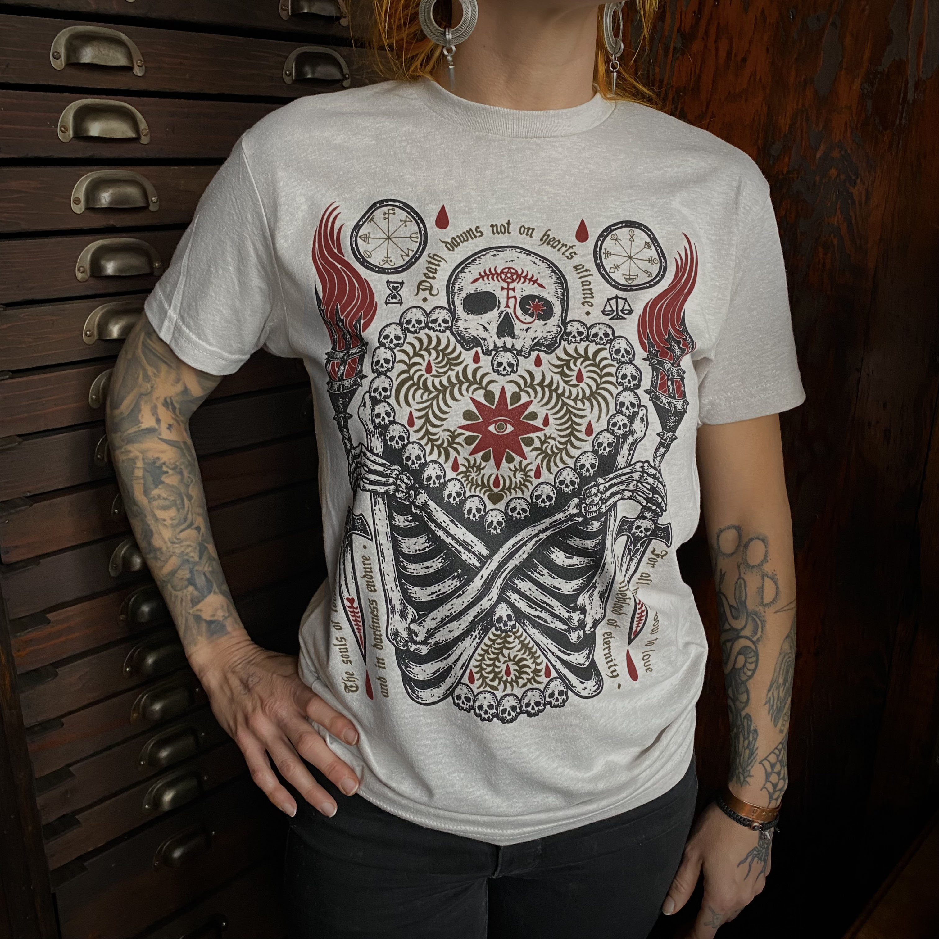 Death Dawns Not on Hearts Aflame t-shirt