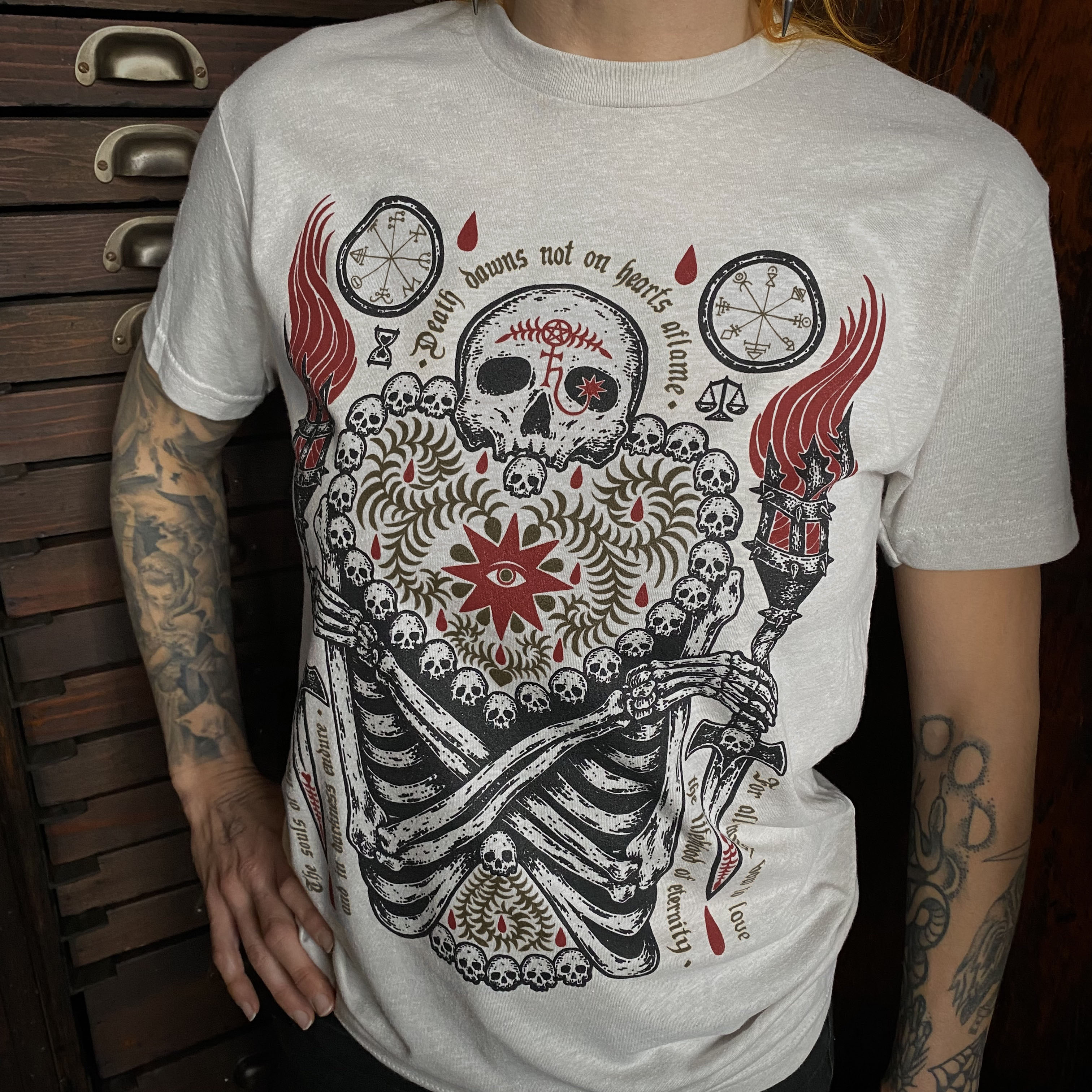 Death Dawns Not on Hearts Aflame t-shirt