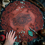 Persephone round altar cloth in Pomegranate, one-of-a-kind