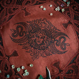 Persephone round altar cloth in Pomegranate, one-of-a-kind