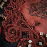 Persephone round altar cloth in Pomegranate, one-of-a-kind