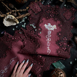 Dual Datura altar cloth runner in Faerie Wine, one-of-a-kind